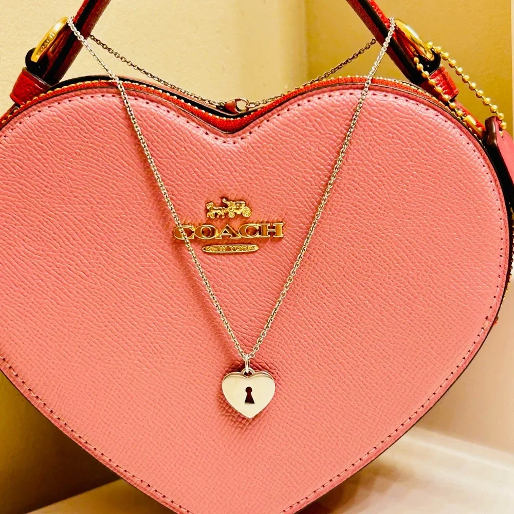 NWOT RARE Coach 925 Sterling Silver Heart Charm Necklace - Picture 11 of 12